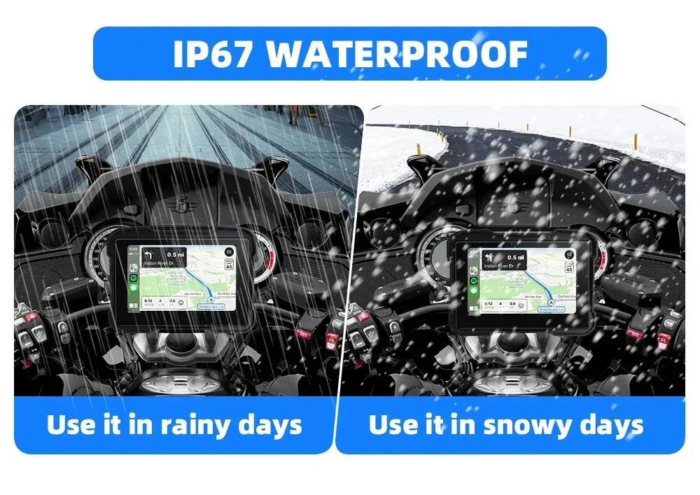 EKIY 5 Inch Portable Motorcycle Display &ndash; IPX7 Waterproof Wireless CarPlay and Android Auto