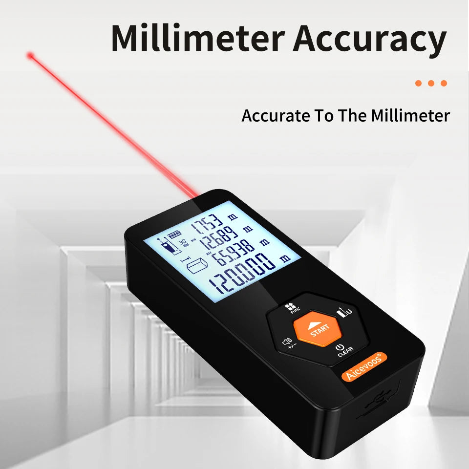 Aicevoos Rechargeable Digital Laser Rangefinder - Accurate Distance Meter up to 120M