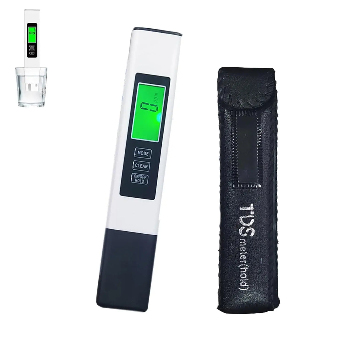 3 in 1 TDS Meter Digital Water Quality Tester for Tap, Pool, Hydroponics, and Aquarium white with  Case / CHINA