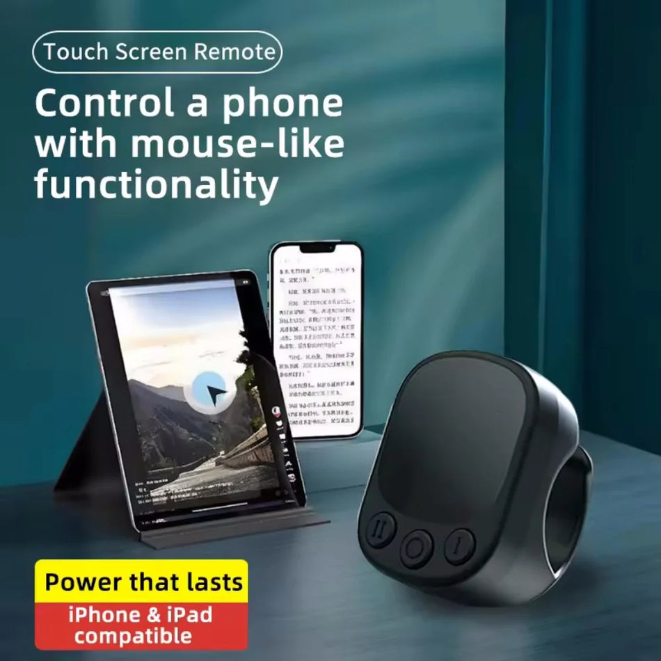 Mini Controlo Remoto Bluetooth Com Anel Touchpad Para iPhone, Android E iPad