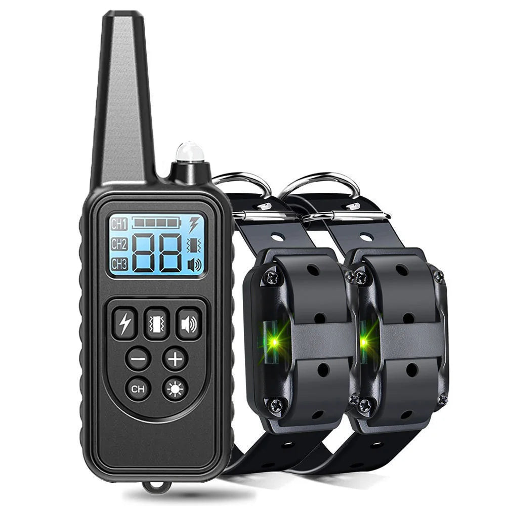 Rechargeable Electrical Dog Training Collar with Remote Control and Vibration For 2 dog Black / AU Plug