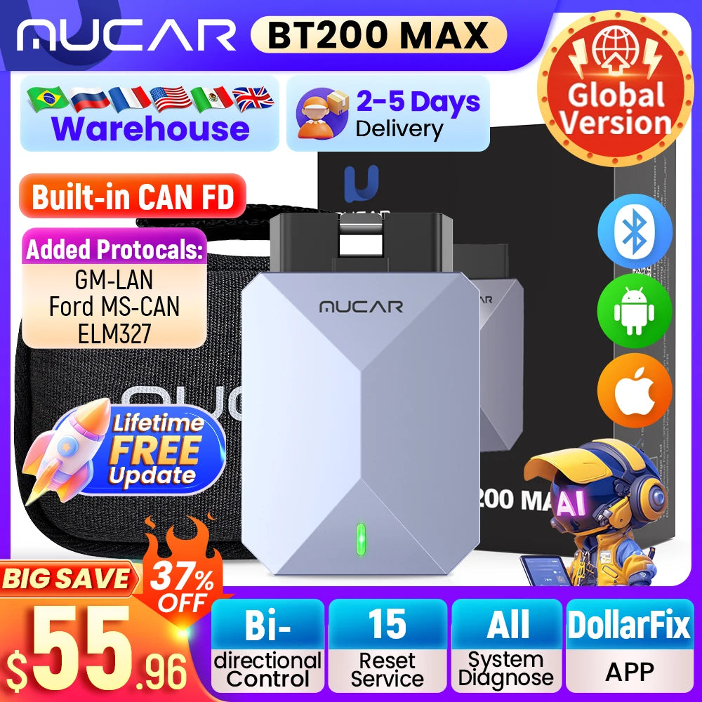 MUCAR BT200 MAX AI OBD2 Scanner &ndash; Full System Diagnostic