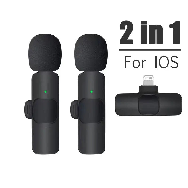 OLOPKY Mini Wireless Lavalier Microphone for iPhone and Android Devices 2 in 1 For IOS