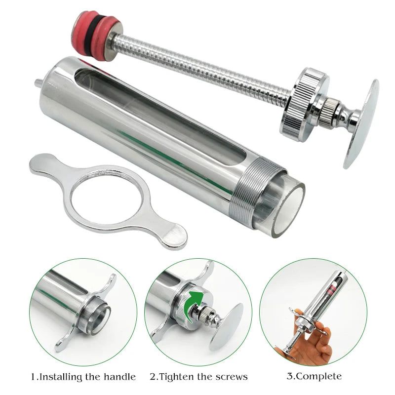 Animal Syringe Stainless Steel Reusable &ndash; Durable Locking