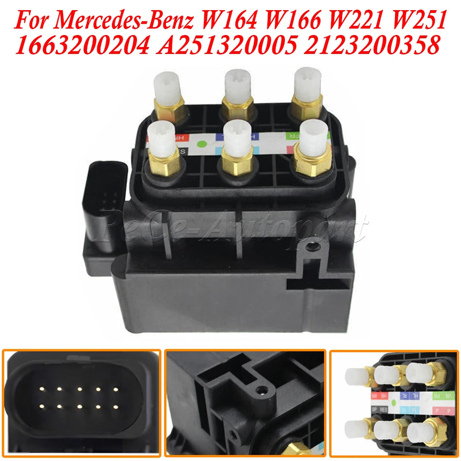 Bloque de válvulas solenoides de suspensión neumática para Mercedes-Benz W164 W166 W221 W251 A2123200358