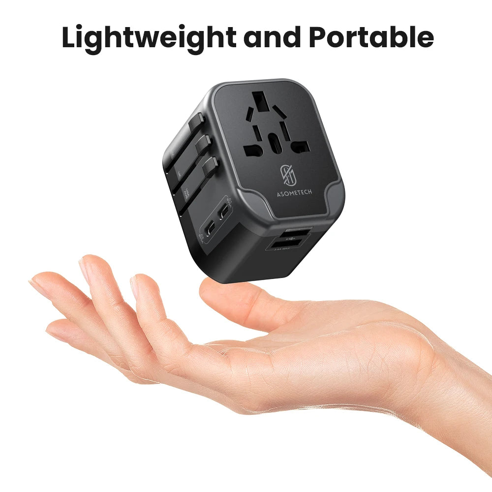 Universal Travel Adapter USB Charger &ndash; Dual USB and Type C Ports for Global Compatibility