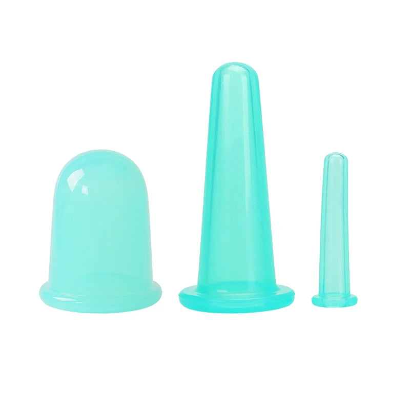 3/4PCS Silicone Vacuum Cupping Massage Jars - Face Lift 3pcs Green