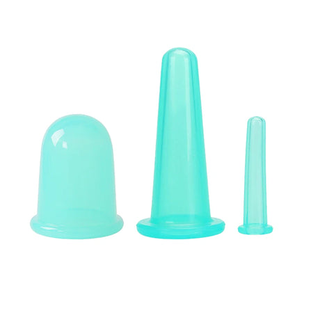 3/4PCS Silicone Vacuum Cupping Massage Jars - Face Lift 3pcs Green