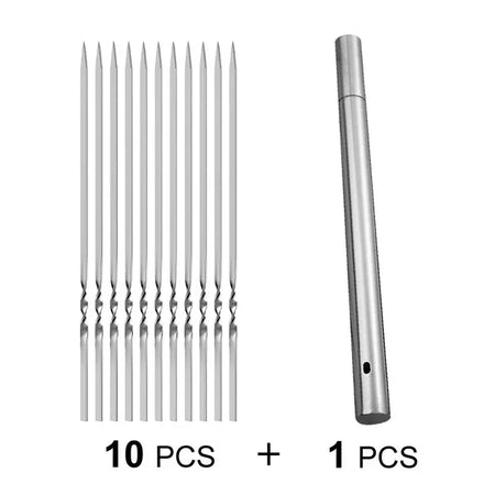 Stainless Steel Barbecue Skewers - Reusable BBQ Kebab Sticks for Grilling 10pcs forks 1  tube