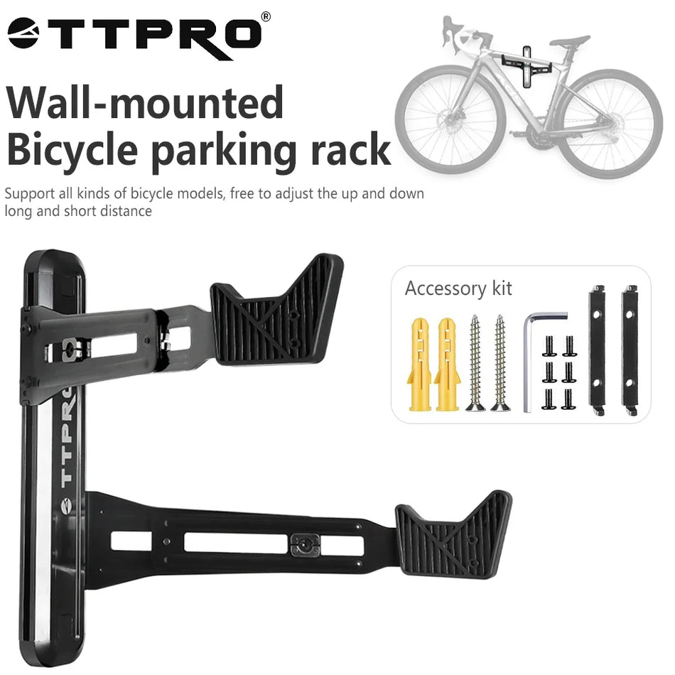 TTPRO Justerbart Väggmonterat Garage Cykelställ, Aluminium, 40 Kg Kapacitet