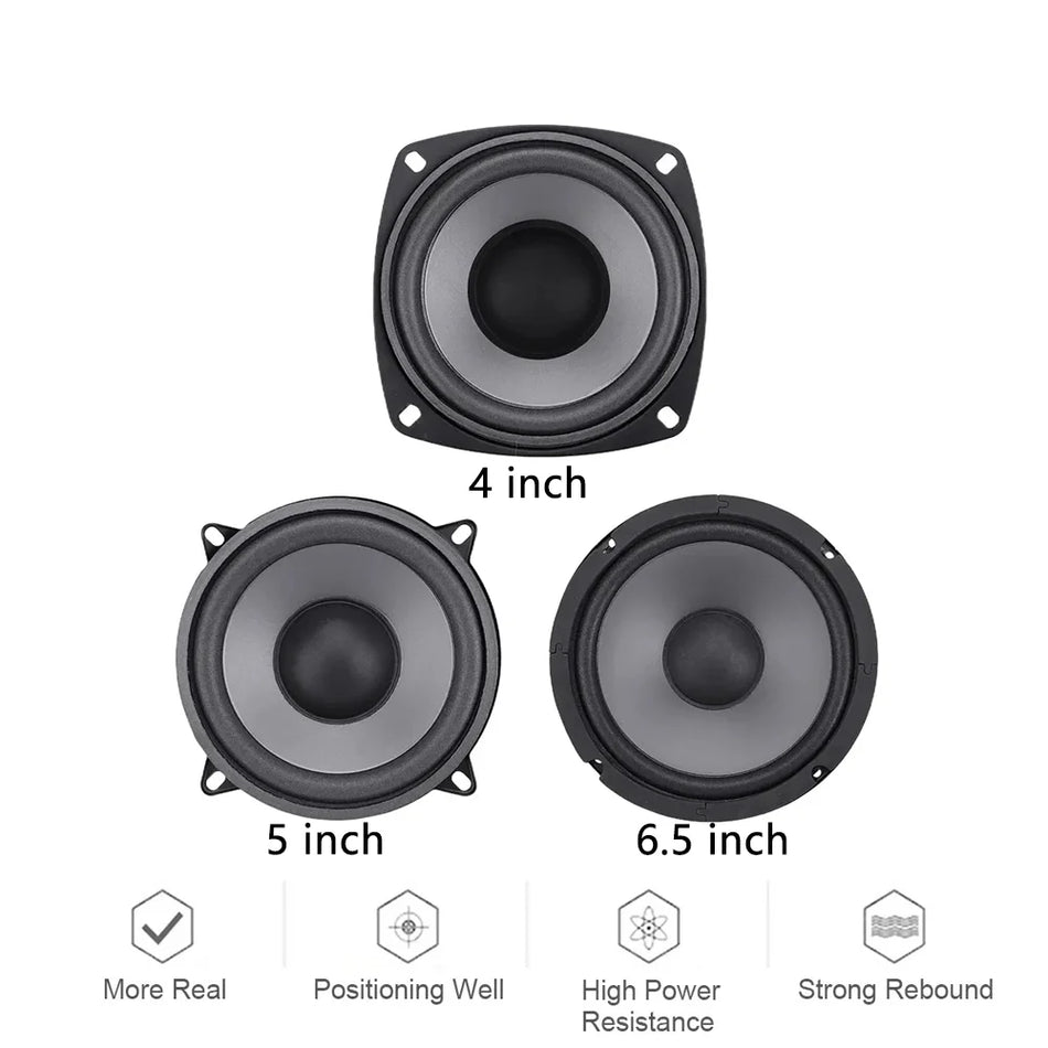 4/5/6.5 Inch 2-Way Car Speakers, Universal Coaxial, 4 Ohm, 91dB