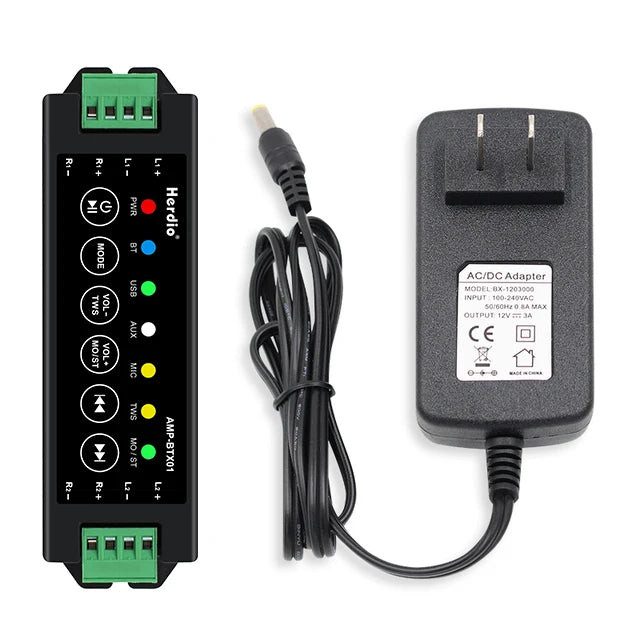 Herdio 4-Way Bluetooth &amp; Aux Mini Amplifier for Home Speakers US plug / CN