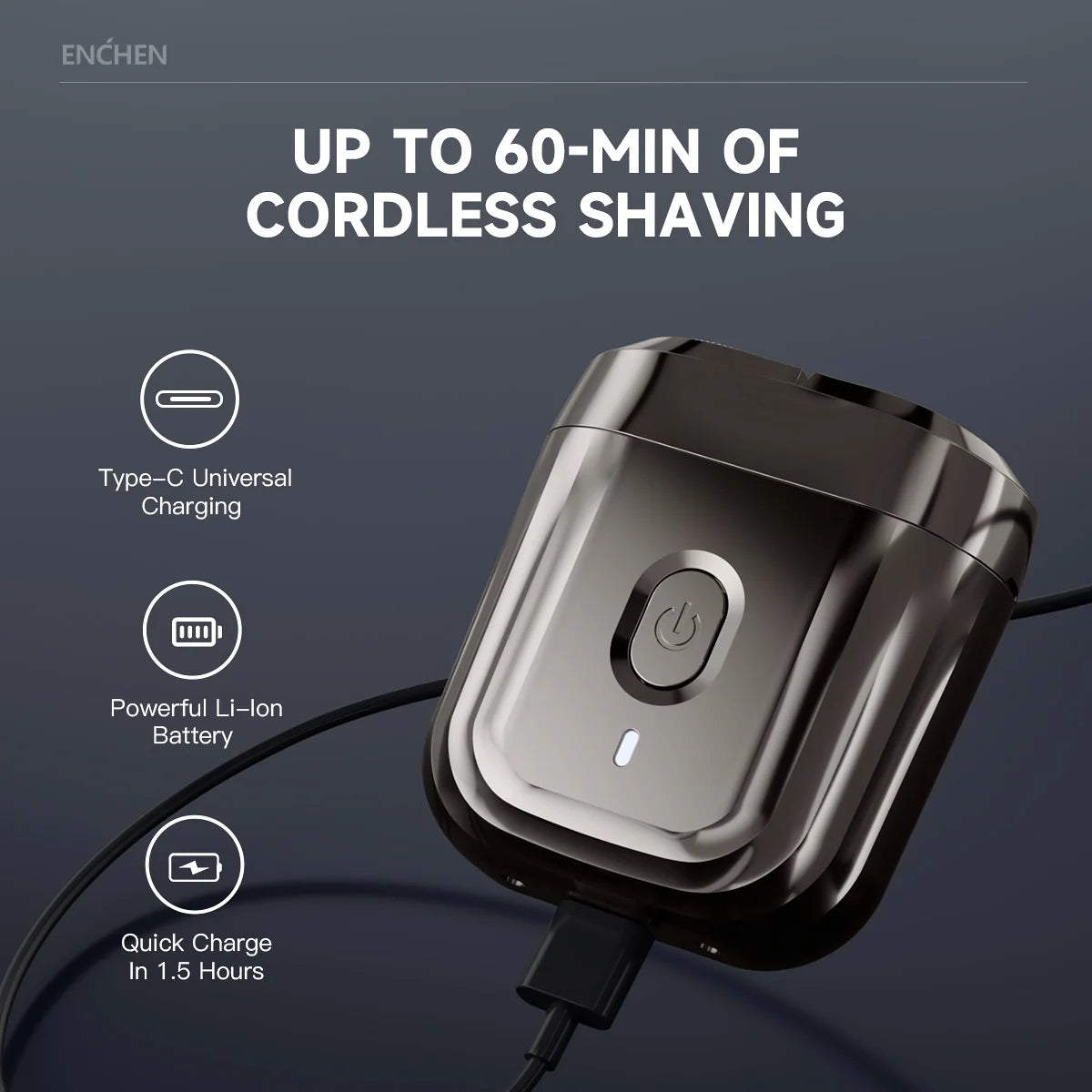 Enchen Mini 6 Electric Shaver - Waterproof 2D Rotary Razor for Men