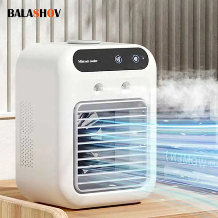 USB Rechargeable Humidifier Cooler Fan Dual Gear Spray Desk WHITE
