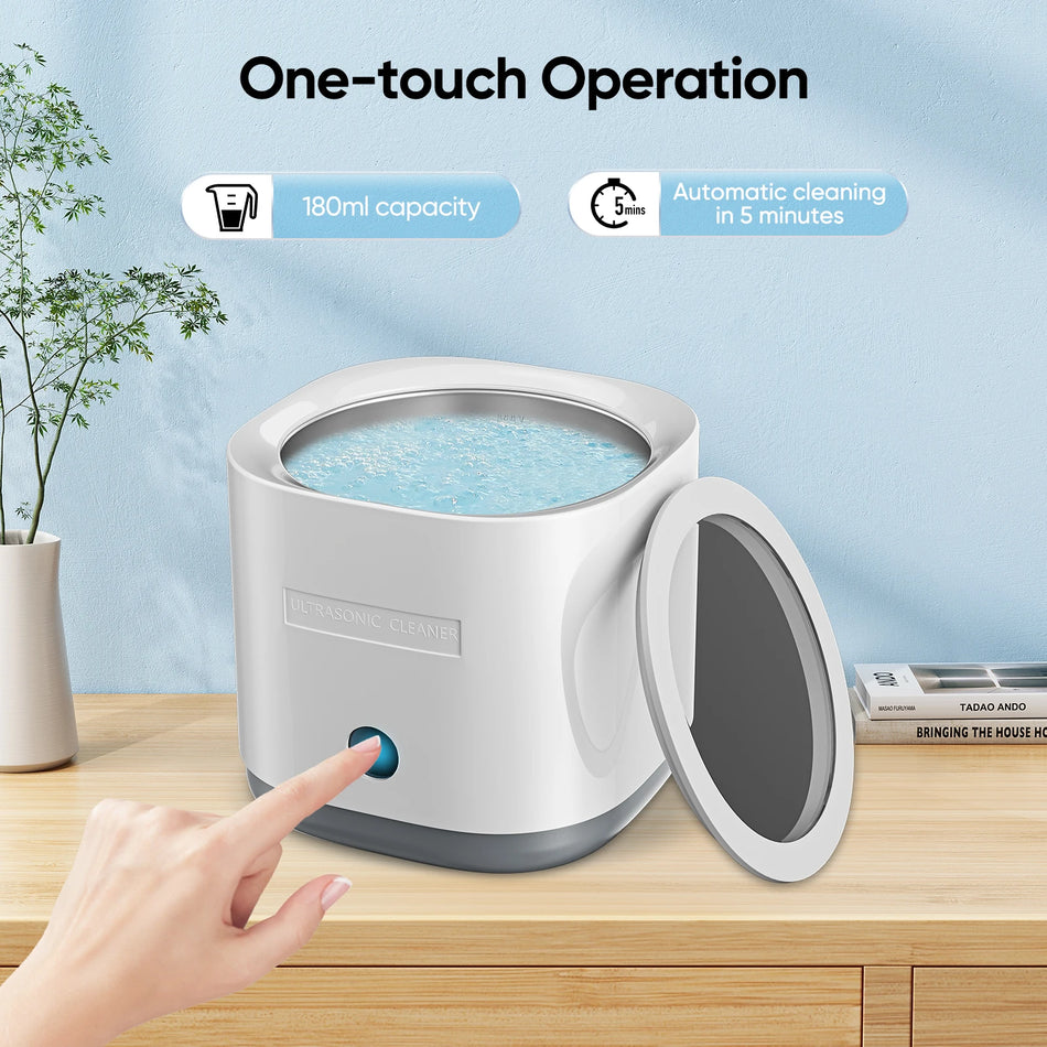 180ml Ultrasonisk Tandprotes Rengörare 25W 42kHz Smyckebad