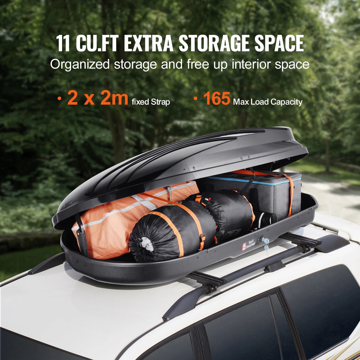 VEVOR Rooftop Cargo Carrier &ndash; Dual-Sided Opening With Straps