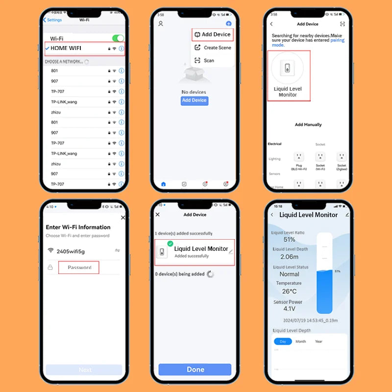 Solar Ultrasonic Water Level Sensor with Wireless LED Display and Temperature Alarm