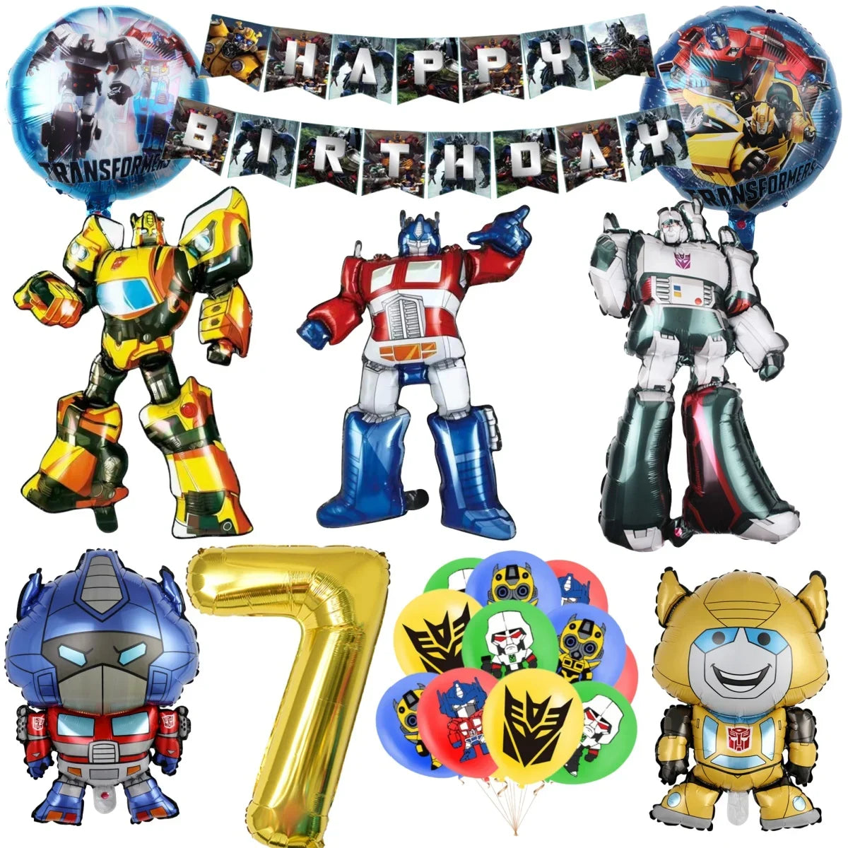 Bumblebee Birthday Party Supplies | Disposable Transformers Tableware Set balloon-34pcs 7 / CHINA