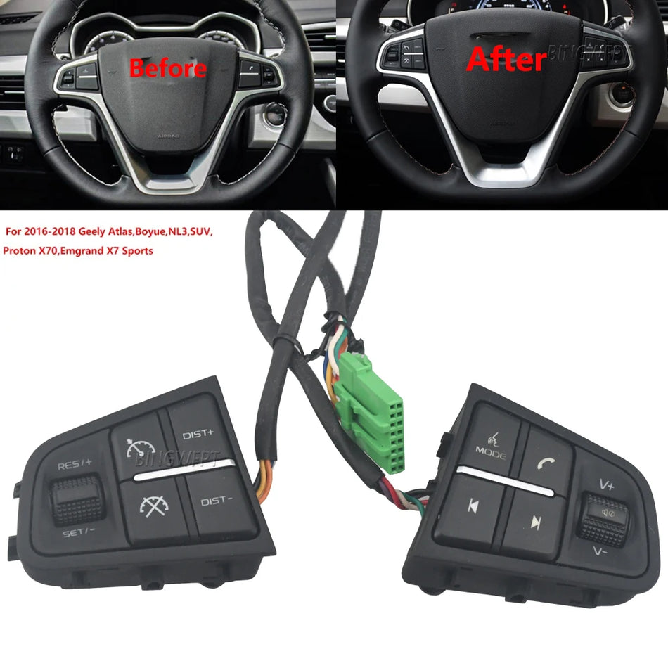 Stūres Rata Kruīza Kontroles Pogu komplekts ar Bluetooth, ABS materiāls Geely Atlas Emgrand X7