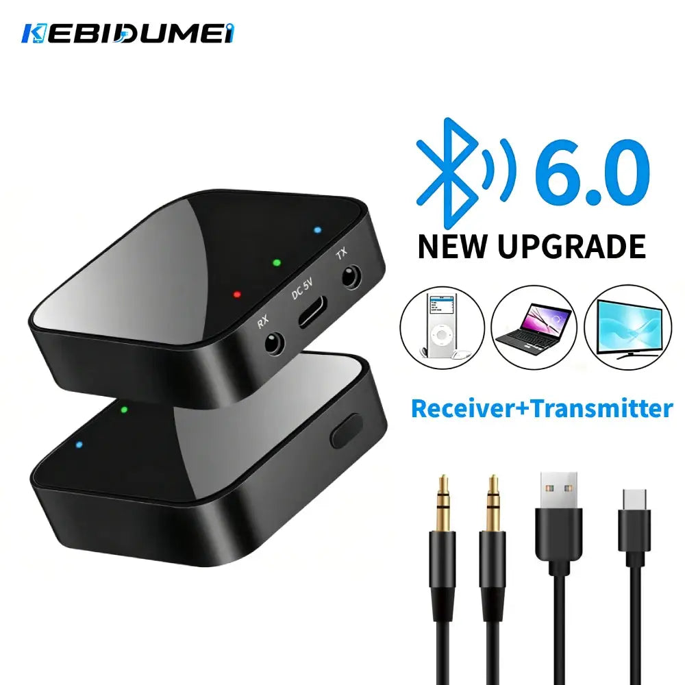KEBIDUMEI Bluetooth 6.0 Audio Receiver Transmitter 3.5mm AUX Stereo Music Wireless Adapter For Car Kit PC TV Speaker Headphone by InterCyprus Trading Ltd