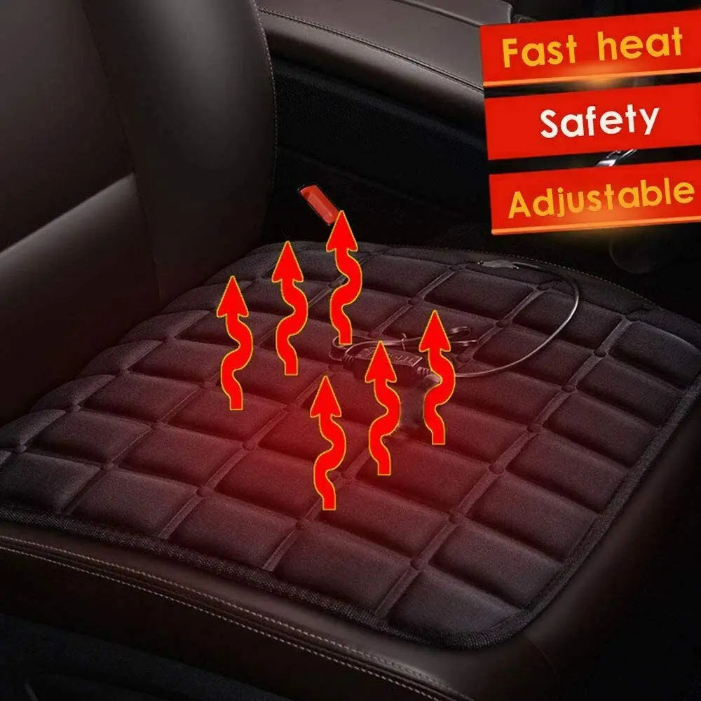 Universal 12V Heated Seat Cushion Cover for Cold Weather Comfort