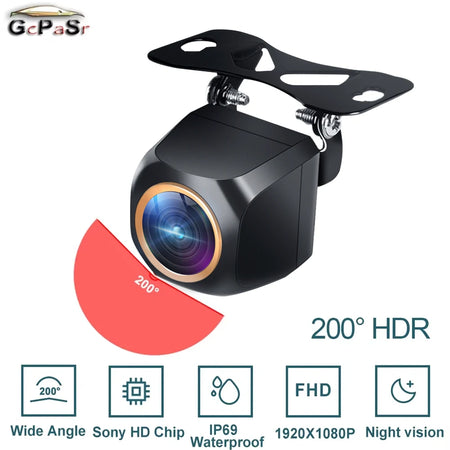GcPaSr 1080P Car Rear View Camera with 200&deg; Fisheye Golden Lens &amp; Night Vision SONY200 degree
