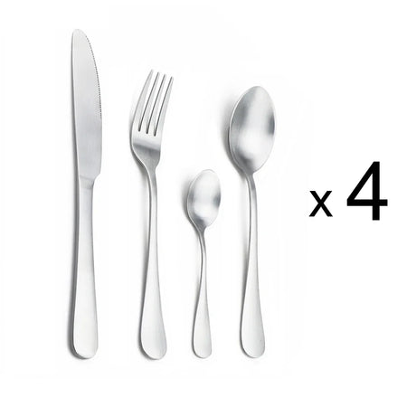 Matte Silver Cutlery Set &ndash; Eco-Friendly Stainless Steel Dinnerware 16pcs