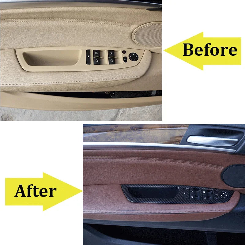 BMW X5 E70 X6 Okvir Karbon Fiber ABS Dvigalo Stikalo Trim za BMW Notranjost, Odpornost proti Praskam