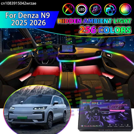 For Denza N9 2025 2026 SUV RGB Car Interior Ambient Lights Strips Breathing Lighting Kit App Control LED strips Auto Accessories by InterCyprus Trading Ltd