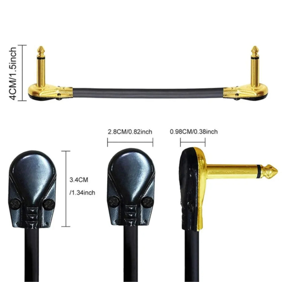 Sechs 15cm flache Patchkabel für Gitarre - 1/4 Zoll Kupferkern, Patchkabel-Set