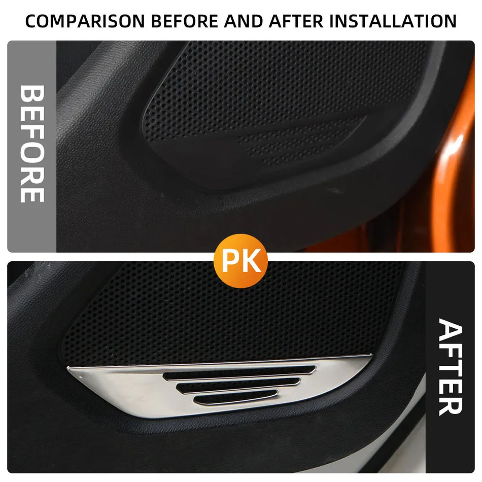 Peugeot 2008 2019-2023 Door Speaker Trim 4Pcs Set, Stainless Steel, Silver
