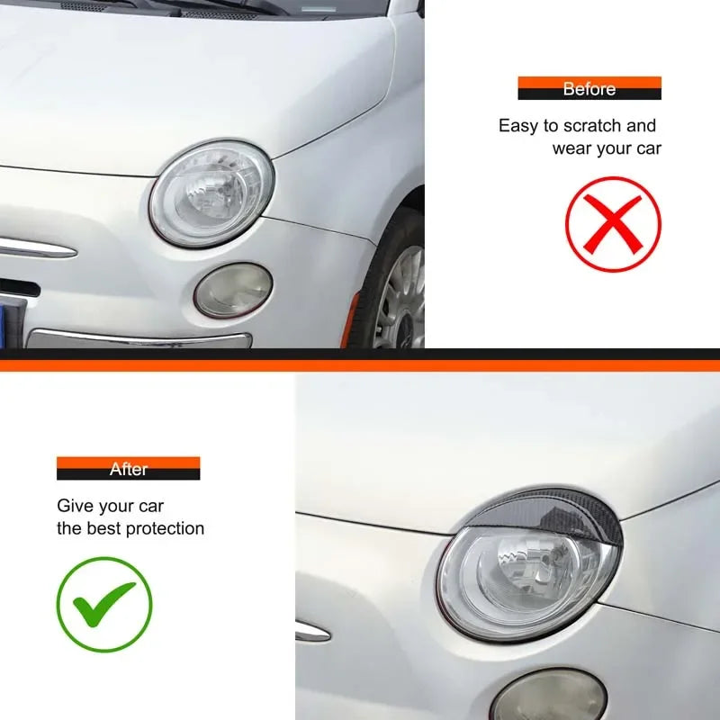 Adesivo per sopracciglia in fibra di carbonio morbida per Fiat 500 2007 2015
