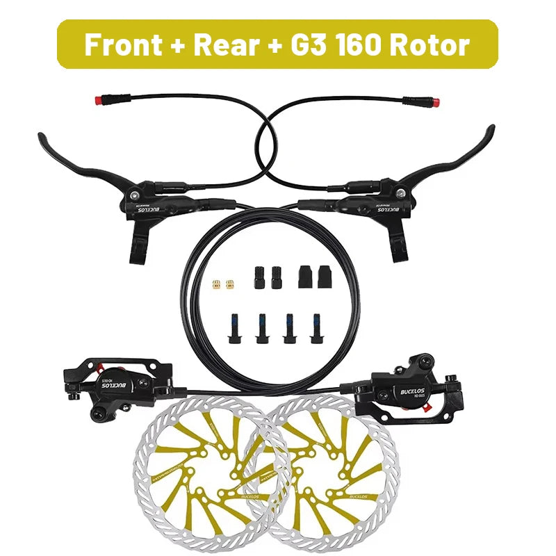 Bucklos Brakes 2 Piston For Electric Bicycle - G3 Rotor Brakes-160 Yellow