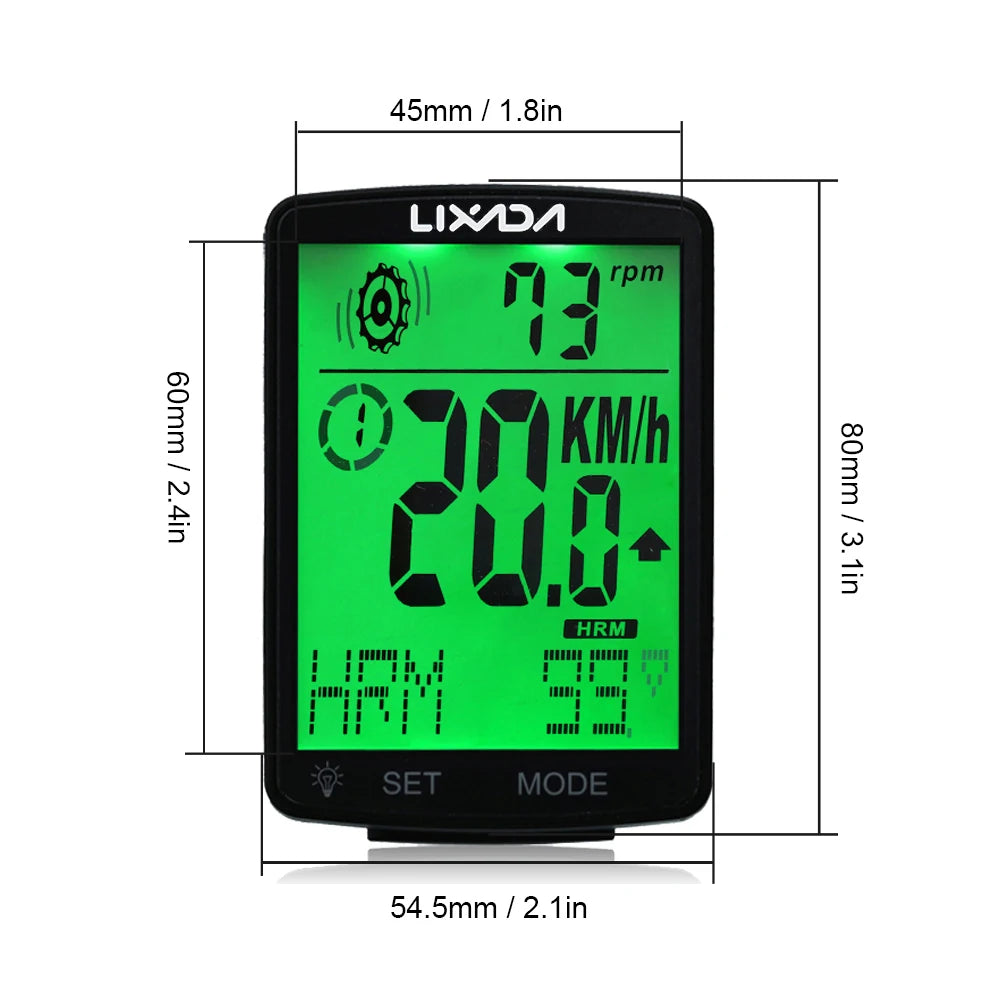 LIXADA 3 In 1 Wireless Bike Computer &ndash; Heart Rate Sensor