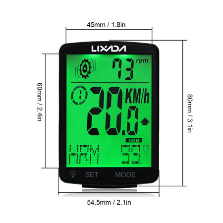 LIXADA 3 In 1 Wireless Bike Computer &ndash; Heart Rate Sensor
