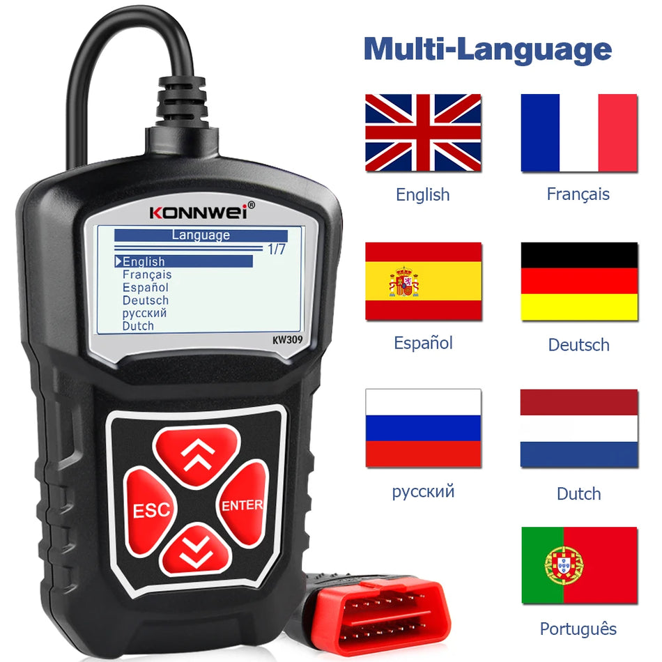 KONNWEI KW309 OBD2 Skeneris Automobiliams, Elm327 Suderinamas Diagnostikos Įrankis
