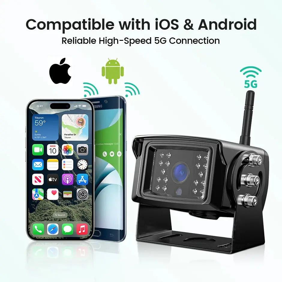 GreenYi 5G Wireless iphone/Andrio 2K WiFi APP BSD Car Backup Camera DVR Solar Magnetic Portable Battery Waterproof Power Bank by InterCyprus Trading Ltd