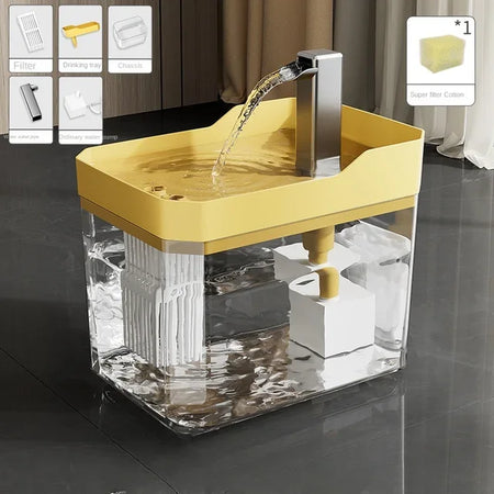 Cat Water Fountain Auto Filter &ndash; USB Powered Recirculation Yellow / L / 1.5L