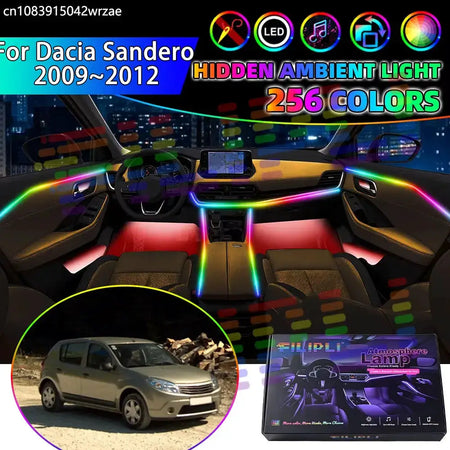 For Dacia Sandero 2009~2012 MK1 B90 2010 RGB Car Interior Ambient Lights Strips Breathing Lighting Kit App Control LED strips by InterCyprus Trading Ltd