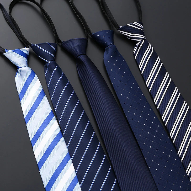 Lazy Zipper Men's Stripe &amp; Solid Colour Slim Tie