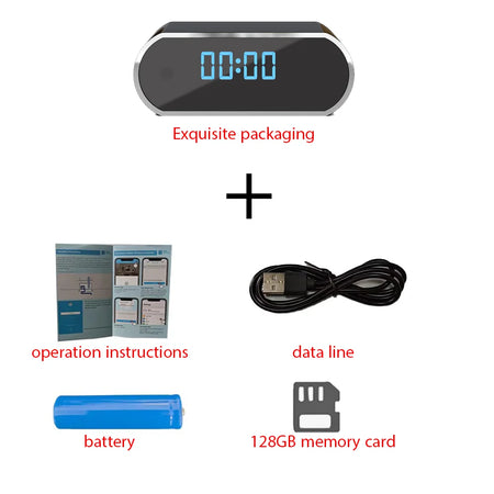 Wireless Alarm Clock Camera &ndash; 1080P Full HD Night Vision Install 128GB card / CHINA
