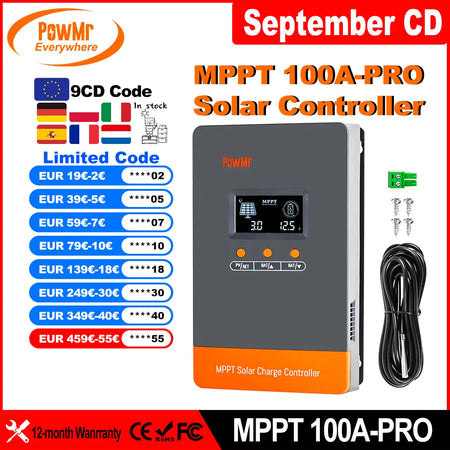 Powermr 100A Solar Charge Controller - MPPT High Efficiency