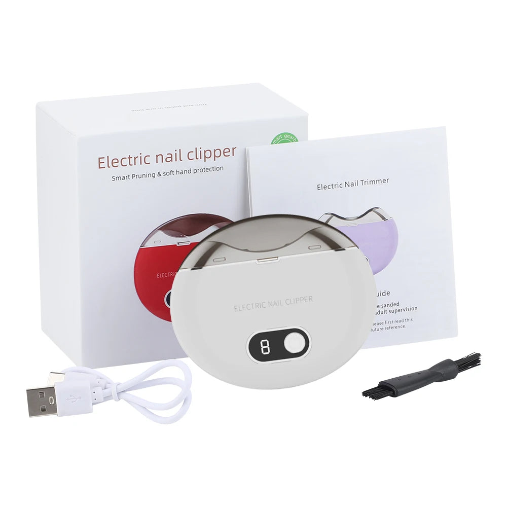Electric Nail Clipper Cutter With Led Light 2in1 &ndash; Low Noise Type E-White