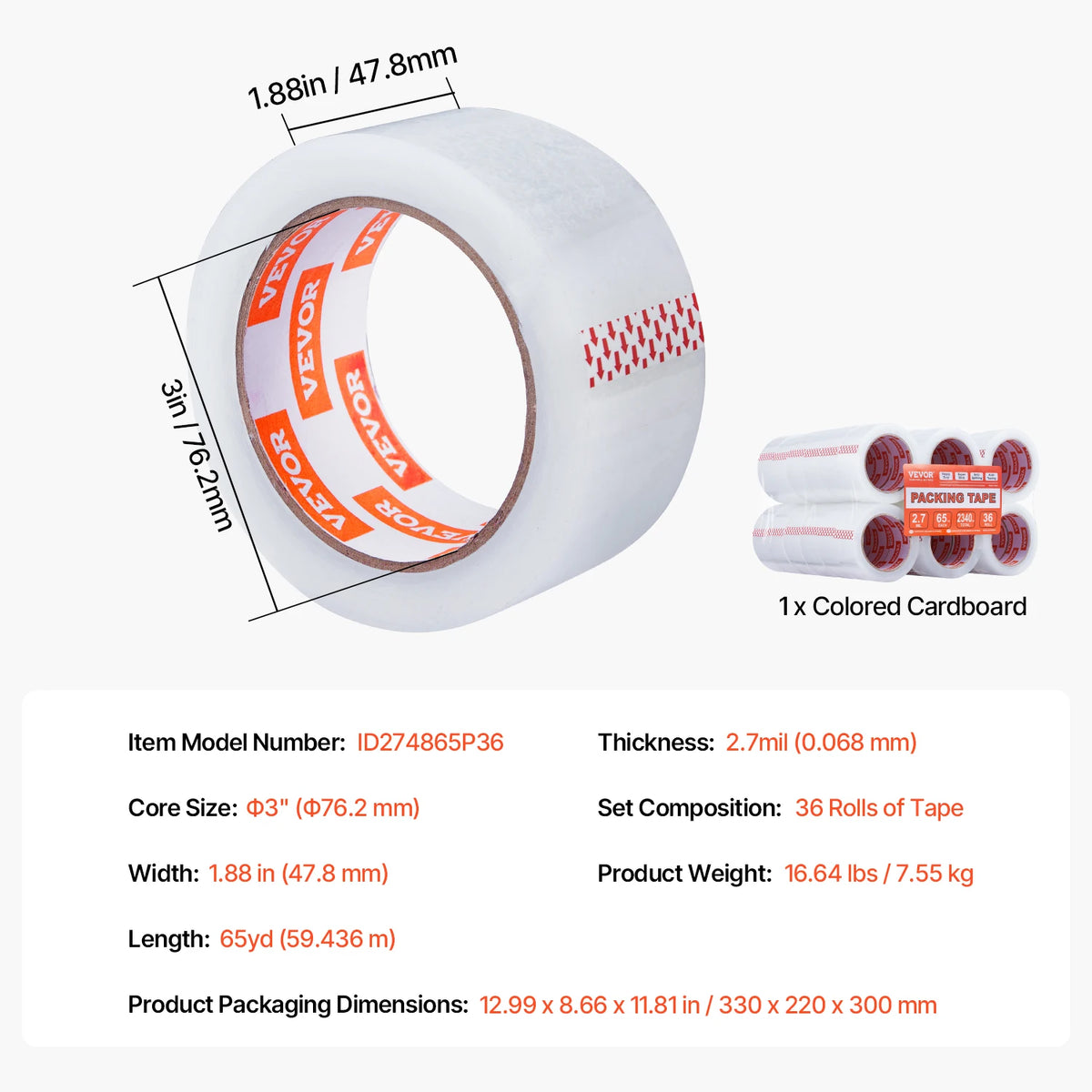 SucceBuy 4.8cm Transparent Tape &ndash; Heavy Duty Adhesive 36Rolls / france