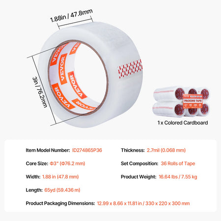 SucceBuy 4.8cm Transparent Tape &ndash; Heavy Duty Adhesive 36Rolls / france