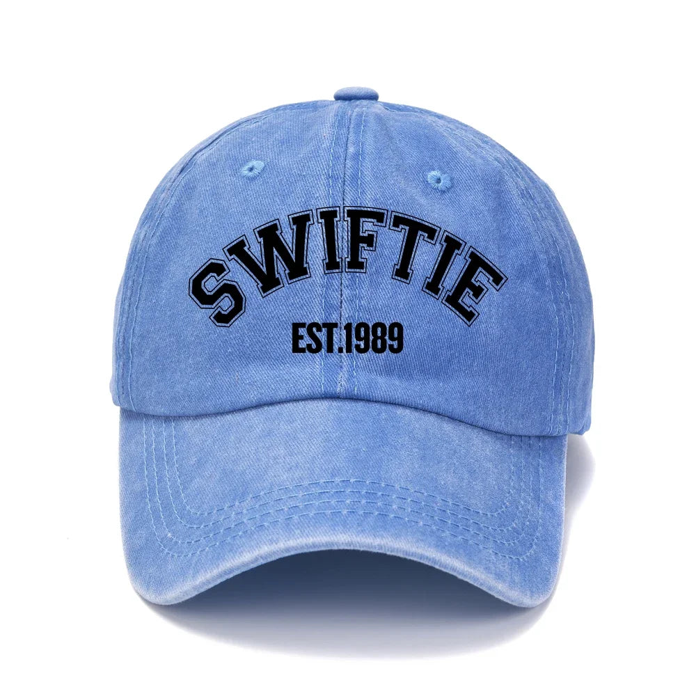 SWIFTIE Pink Letter Print Unisex Baseball Cap Blue / Adjustable 55-58cm