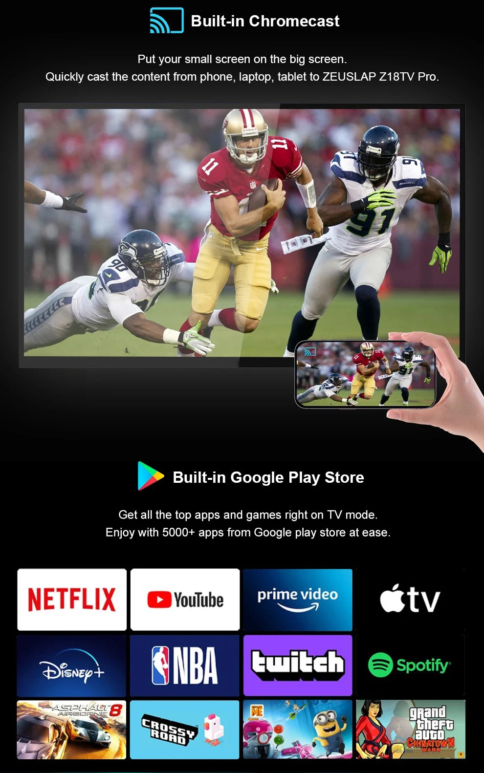 Bimawen 15.6" Portable Monitor with Google TV, 60Hz, HDR400, 3ms Response, USB-C, HDMI for Gaming &amp; More