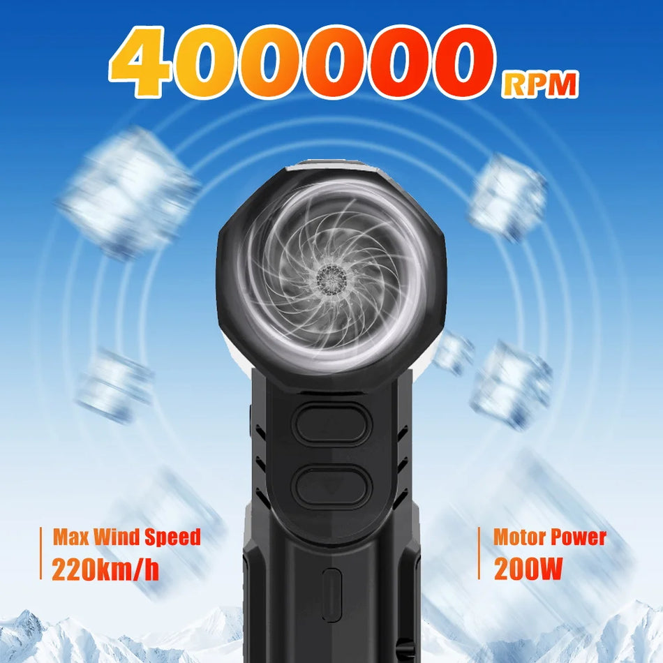 Aspiratore Soffiatore Turbo Senza Fili per Auto e Barca, Duster Portatile, 400K RPM
