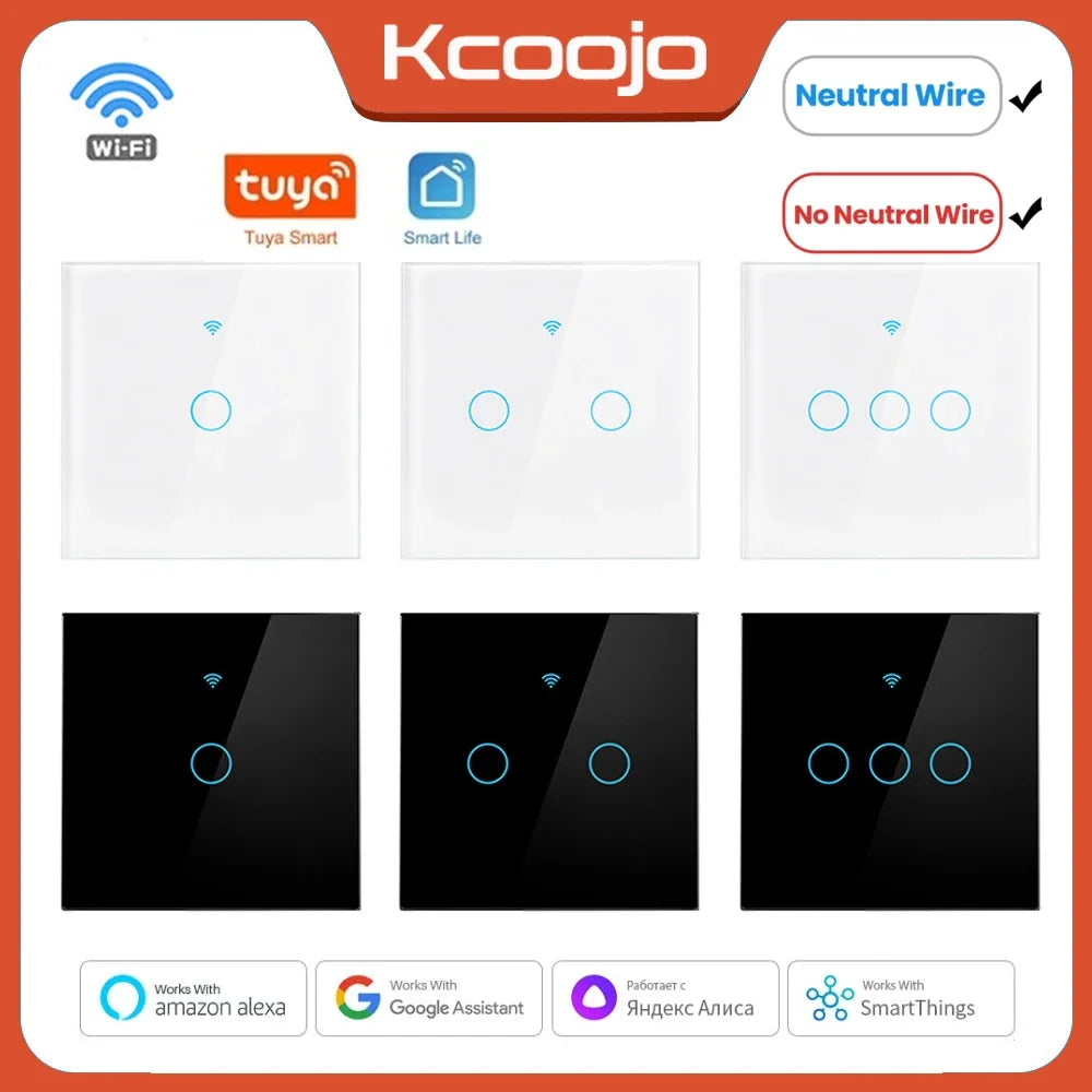 Tuya WiFi Smart Touch Light Switch - 1/2/3/4 Gang with RF Control