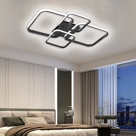Modern LED Ceiling Lights Square 4 Heads &ndash; Sleek Black White